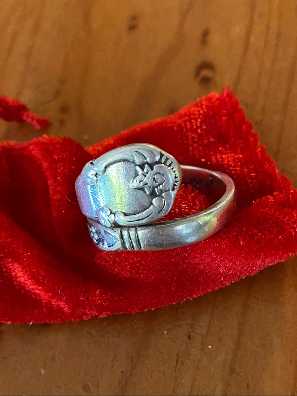Ornate Floral Spoon-Style Wrap Ring in Silver